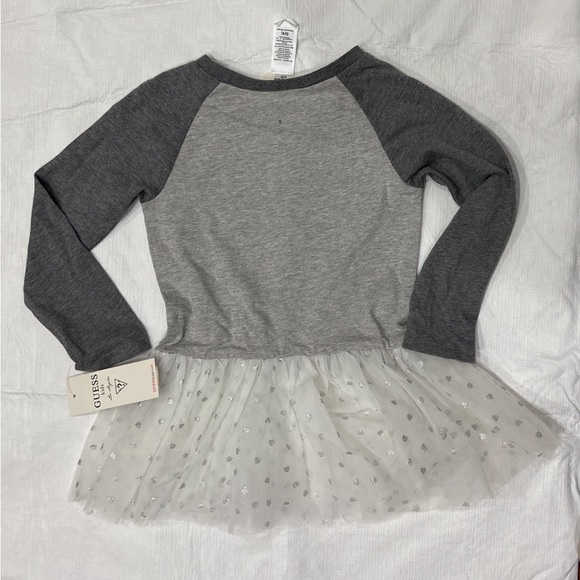 GUESS Girls Size (S) 4- Grey Hearts Outfit Dress & Leggings Gray - Picture 7 of 7